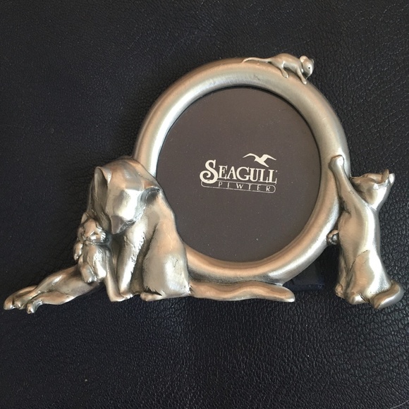 New SEAGULL PEWTER Mother Cat + Kitten Pewter Photo Frame - Picture 1 of 3